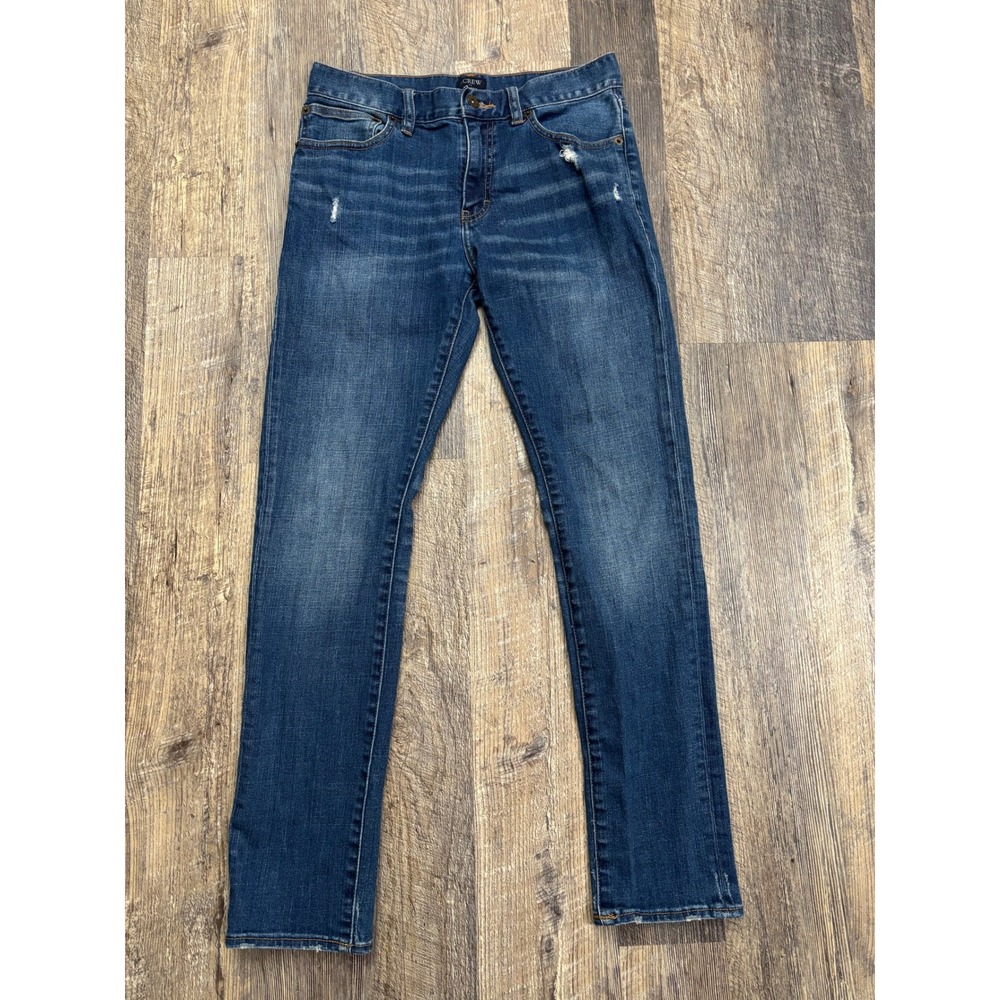 J.Crew Driggs Slim Fit Jeans Mens 28x30 Medium Wash Distressed Blue G8770